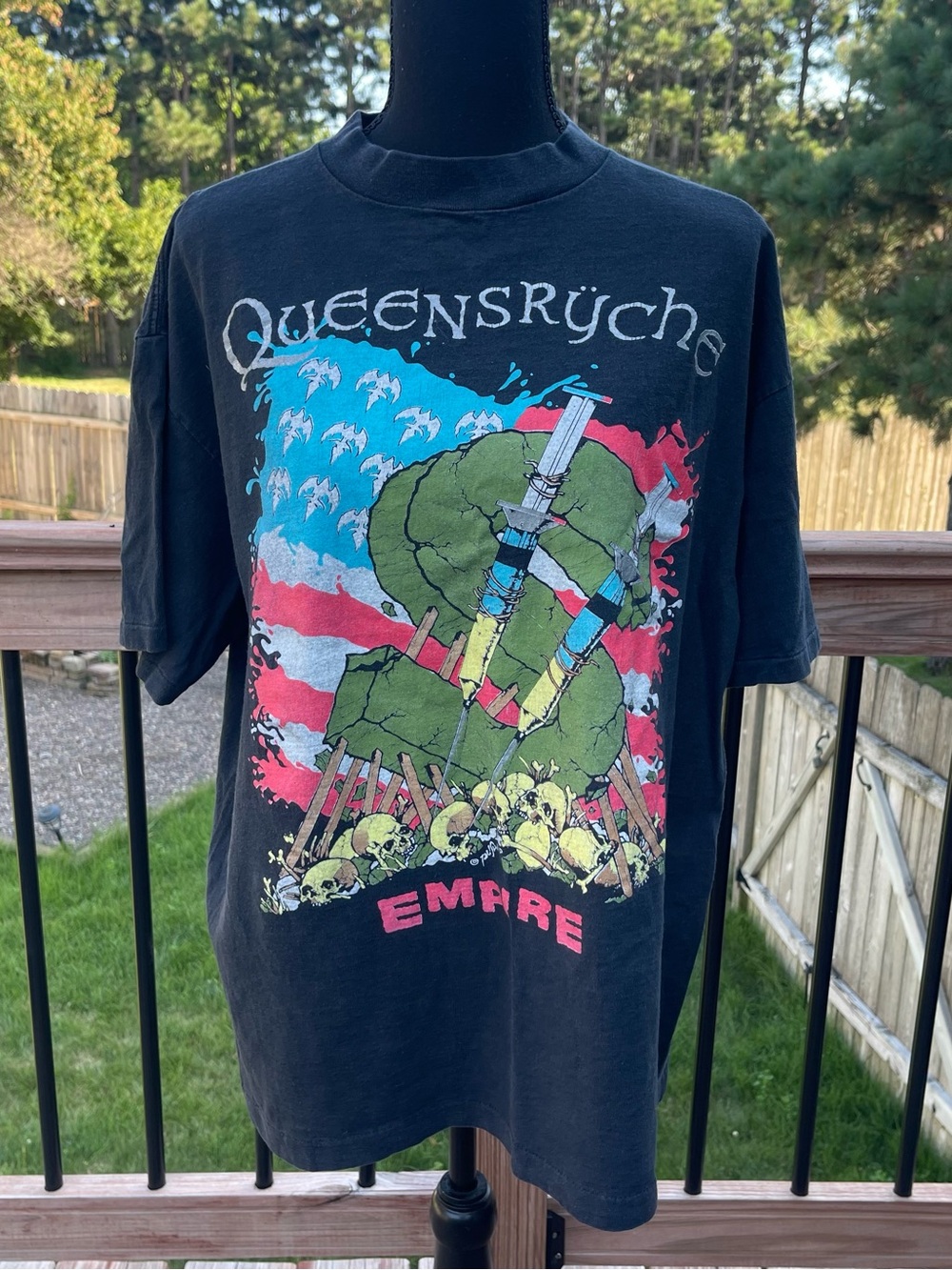 Vtg 1990-91 Queensryche Empire Tour T-Shirt Sz XL Rock Metal Band Pushead READ